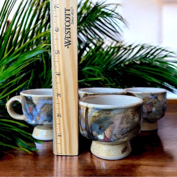 Set of 4 Handmade Stoneware Mugs – Edinbane Pottery Scotland – Footed Cups - Picture 12 of 14